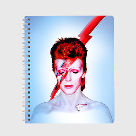 Тетрадь с принтом Aladdin sane в Тюмени, 100% бумага | 48 листов, плотность листов — 60 г/м2, плотность картонной обложки — 250 г/м2. Листы скреплены сбоку удобной пружинной спиралью. Уголки страниц и обложки скругленные. Цвет линий — светло-серый
 | aladdin sane | bowie | david | боуи | дэвид | музыкант | певец | рок