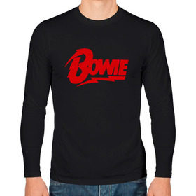 Мужской лонгслив хлопок с принтом Bowie надпись в Тюмени, 100% хлопок |  | bowie | david | боуи | дэвид | музыкант | певец | рок