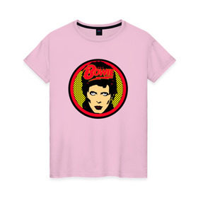 Женская футболка хлопок с принтом Bowie art в Тюмени, 100% хлопок | прямой крой, круглый вырез горловины, длина до линии бедер, слегка спущенное плечо | bowie | david | боуи | дэвид | музыкант | певец | рок