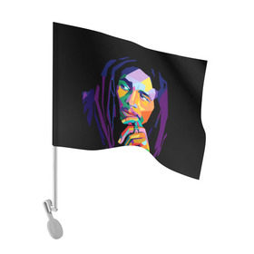 Флаг для автомобиля с принтом Боб Марли в Тюмени, 100% полиэстер | Размер: 30*21 см | bob marley | боб марли | поп арт | регги
