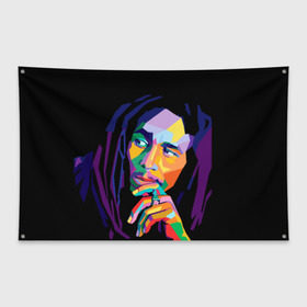 Флаг-баннер с принтом Боб Марли в Тюмени, 100% полиэстер | размер 67 х 109 см, плотность ткани — 95 г/м2; по краям флага есть четыре люверса для крепления | bob marley | боб марли | поп арт | регги