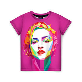 Детская футболка 3D с принтом Мадонна в Тюмени, 100% гипоаллергенный полиэфир | прямой крой, круглый вырез горловины, длина до линии бедер, чуть спущенное плечо, ткань немного тянется | искусство | мадонна | певица | поп арт