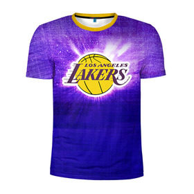 Мужская футболка 3D спортивная с принтом Los Angeles Lakers в Тюмени, 100% полиэстер с улучшенными характеристиками | приталенный силуэт, круглая горловина, широкие плечи, сужается к линии бедра | Тематика изображения на принте: basketball | la | lakers | los angeles | nba | баскет | баскетбол | баскетбольный | лейкерс | нба | спорт