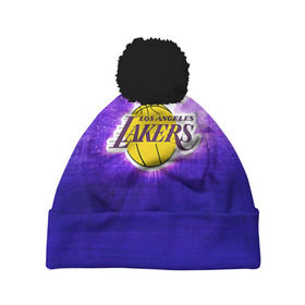 Шапка 3D c помпоном с принтом Los Angeles Lakers в Тюмени, 100% полиэстер | универсальный размер, печать по всей поверхности изделия | basketball | la | lakers | los angeles | nba | баскет | баскетбол | баскетбольный | лейкерс | нба | спорт