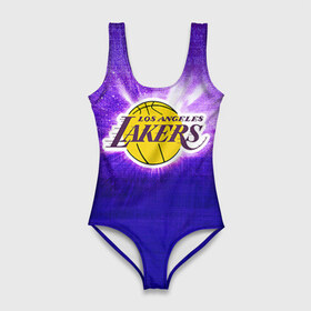 Купальник-боди 3D с принтом Los Angeles Lakers в Тюмени, 82% полиэстер, 18% эластан | Круглая горловина, круглый вырез на спине | basketball | la | lakers | los angeles | nba | баскет | баскетбол | баскетбольный | лейкерс | нба | спорт