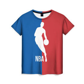 Женская футболка 3D с принтом Эмблема NBA в Тюмени, 100% полиэфир ( синтетическое хлопкоподобное полотно) | прямой крой, круглый вырез горловины, длина до линии бедер | Тематика изображения на принте: basketball | nba | баскет | баскетбол | баскетбольный | нба | спорт | эмблема
