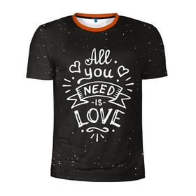 Мужская футболка 3D спортивная с принтом Любовь надпись в Тюмени, 100% полиэстер с улучшенными характеристиками | приталенный силуэт, круглая горловина, широкие плечи, сужается к линии бедра | 14 февраля | love | влюбленный | день святого валентина | любовь | милый | романтика | сердце