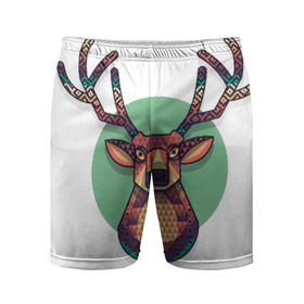 Мужские шорты 3D спортивные с принтом Радужный олень в Тюмени,  |  | олень | радуга | рога | ромбы | цвета