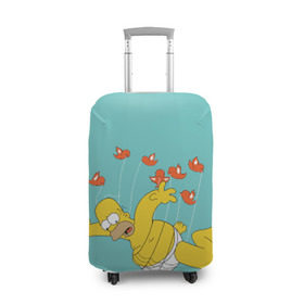 Чехол для чемодана 3D с принтом Simpson в Тюмени, 86% полиэфир, 14% спандекс | двустороннее нанесение принта, прорези для ручек и колес | 