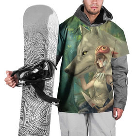 Накидка на куртку 3D с принтом Принцесса и волк в Тюмени, 100% полиэстер |  | волк | классика | лес | мононоке | фэнтези | хидео | хит