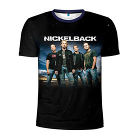Мужская футболка 3D спортивная с принтом Nickelback в Тюмени, 100% полиэстер с улучшенными характеристиками | приталенный силуэт, круглая горловина, широкие плечи, сужается к линии бедра | nickelback | группа | никельбэк | рок