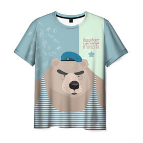 Мужская футболка 3D с принтом Вдвшник в Тюмени, 100% полиэфир | прямой крой, круглый вырез горловины, длина до линии бедер | 23 февраля | армия | медведь | мишка | морской | пехота | подарок парню | россия | рф | солдат | флот | я русский
