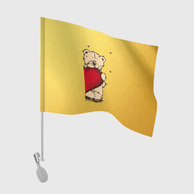 Флаг для автомобиля с принтом Медведи а в Тюмени, 100% полиэстер | Размер: 30*21 см | 14 февраля | heart | love | влюбленные | день святого валентина | лав | любовь | пара | подарок | сердечки | сердце