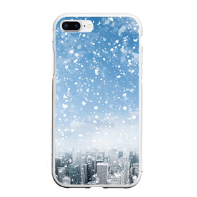 Чехол для iPhone 7Plus/8 Plus матовый с принтом Снежный город в Тюмени, Силикон | Область печати: задняя сторона чехла, без боковых панелей | Тематика изображения на принте: город | зима | природа | снег | снегопад