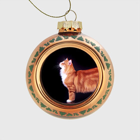 Стеклянный ёлочный шар с принтом Рыжий кот в Тюмени, Стекло | Диаметр: 80 мм | домашняя | животное | кот | котэ | кошка | рыжая