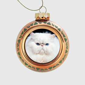 Стеклянный ёлочный шар с принтом Персидский кот в Тюмени, Стекло | Диаметр: 80 мм | Тематика изображения на принте: домашняя | животное | кот | котэ | кошка | персидский