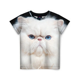 Детская футболка 3D с принтом Персидский кот в Тюмени, 100% гипоаллергенный полиэфир | прямой крой, круглый вырез горловины, длина до линии бедер, чуть спущенное плечо, ткань немного тянется | домашняя | животное | кот | котэ | кошка | персидский