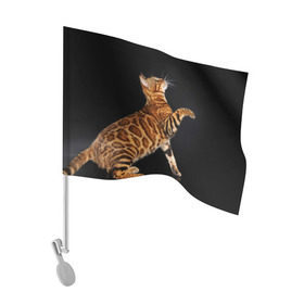 Флаг для автомобиля с принтом Бенгальская кошка в Тюмени, 100% полиэстер | Размер: 30*21 см | бенгальская | домашняя | животное | кот | котэ | кошка