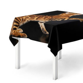 Скатерть 3D с принтом Бенгальская кошка в Тюмени, 100% полиэстер (ткань не мнется и не растягивается) | Размер: 150*150 см | бенгальская | домашняя | животное | кот | котэ | кошка