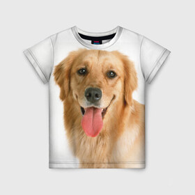 Детская футболка 3D с принтом Золотистый ретривер в Тюмени, 100% гипоаллергенный полиэфир | прямой крой, круглый вырез горловины, длина до линии бедер, чуть спущенное плечо, ткань немного тянется | животное | золотистый ретривер | порода | собака