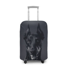 Чехол для чемодана 3D с принтом Доберман в Тюмени, 86% полиэфир, 14% спандекс | двустороннее нанесение принта, прорези для ручек и колес | Тематика изображения на принте: доберман | животное | порода | собака