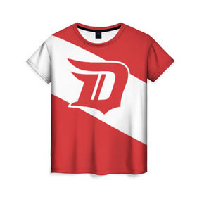 Женская футболка 3D с принтом Detroit Red Wings D в Тюмени, 100% полиэфир ( синтетическое хлопкоподобное полотно) | прямой крой, круглый вырез горловины, длина до линии бедер | detroit red wings | hockey | nhl | нхл | спорт | хоккей