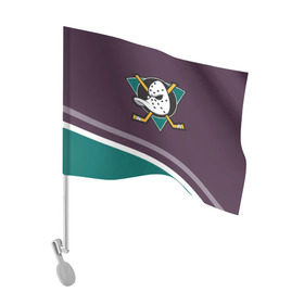 Флаг для автомобиля с принтом Anaheim Ducks Selanne в Тюмени, 100% полиэстер | Размер: 30*21 см | anaheim ducks | hockey | nhl | нхл | спорт | хоккей