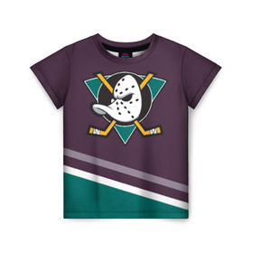 Детская футболка 3D с принтом Anaheim Ducks Selanne в Тюмени, 100% гипоаллергенный полиэфир | прямой крой, круглый вырез горловины, длина до линии бедер, чуть спущенное плечо, ткань немного тянется | anaheim ducks | hockey | nhl | нхл | спорт | хоккей
