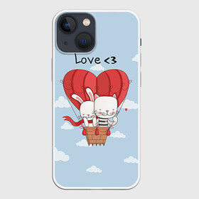 Чехол для iPhone 13 mini с принтом Влюбленные на шаре в Тюмени,  |  | 14 февраля | love | love you | валентин | влюбленные | день святого валентина | зайчики | заяц | лав | любовь | подарок девушке | подарок парню