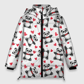 Женская зимняя куртка 3D с принтом Панда и любовь в Тюмени, верх — 100% полиэстер; подкладка — 100% полиэстер; утеплитель — 100% полиэстер | длина ниже бедра, силуэт Оверсайз. Есть воротник-стойка, отстегивающийся капюшон и ветрозащитная планка. 

Боковые карманы с листочкой на кнопках и внутренний карман на молнии | Тематика изображения на принте: 14 февраля | bears | love | love you | валентин | влюбленные | день святого валентина | лав | любовь | медведб | медведи | мишки | подарок девушке | подарок парню