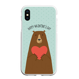 Чехол для iPhone XS Max матовый с принтом Медведь с сердцем в Тюмени, Силикон | Область печати: задняя сторона чехла, без боковых панелей | 14 февраля | bears | love | love you | валентин | влюбленные | день святого валентина | лав | любовь | медведб | медведи | мишки | подарок девушке | подарок парню
