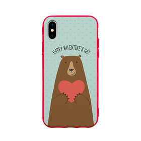 Чехол для Apple iPhone X силиконовый матовый с принтом Медведь с сердцем в Тюмени, Силикон | Печать на задней стороне чехла, без боковой панели | 14 февраля | bears | love | love you | валентин | влюбленные | день святого валентина | лав | любовь | медведб | медведи | мишки | подарок девушке | подарок парню