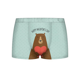 Мужские трусы 3D с принтом Медведь с сердцем в Тюмени, 50% хлопок, 50% полиэстер | классическая посадка, на поясе мягкая тканевая резинка | 14 февраля | bears | love | love you | валентин | влюбленные | день святого валентина | лав | любовь | медведб | медведи | мишки | подарок девушке | подарок парню