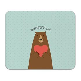 Коврик прямоугольный с принтом Медведь с сердцем в Тюмени, натуральный каучук | размер 230 х 185 мм; запечатка лицевой стороны | 14 февраля | bears | love | love you | валентин | влюбленные | день святого валентина | лав | любовь | медведб | медведи | мишки | подарок девушке | подарок парню