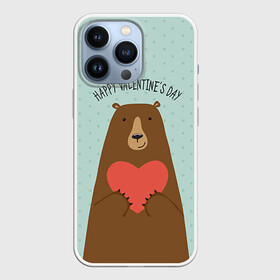 Чехол для iPhone 13 Pro с принтом Медведь с сердцем в Тюмени,  |  | Тематика изображения на принте: 14 февраля | bears | love | love you | валентин | влюбленные | день святого валентина | лав | любовь | медведб | медведи | мишки | подарок девушке | подарок парню