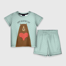 Детский костюм с шортами 3D с принтом Медведь с сердцем в Тюмени,  |  | 14 февраля | bears | love | love you | валентин | влюбленные | день святого валентина | лав | любовь | медведб | медведи | мишки | подарок девушке | подарок парню