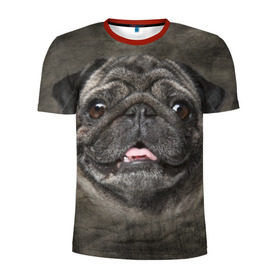Мужская футболка 3D спортивная с принтом Мопс в Тюмени, 100% полиэстер с улучшенными характеристиками | приталенный силуэт, круглая горловина, широкие плечи, сужается к линии бедра | животное | мопс | порода | собака