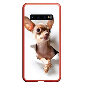 Чехол для Samsung Galaxy S10 с принтом Той-терьер в Тюмени, Силикон | Область печати: задняя сторона чехла, без боковых панелей | Тематика изображения на принте: животное | порода | собака | той терьер
