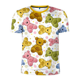 Мужская футболка 3D спортивная с принтом Медвежата в Тюмени, 100% полиэстер с улучшенными характеристиками | приталенный силуэт, круглая горловина, широкие плечи, сужается к линии бедра | Тематика изображения на принте: 14 февраля | bears | teddy | валентин | день святого валентина | игрушки | медведи | милый | мимими | мишка | мишки | подарки | подарок | подарок девушке | подарок парню | тедди