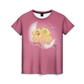 Женская футболка 3D с принтом Мишки в облаках в Тюмени, 100% полиэфир ( синтетическое хлопкоподобное полотно) | прямой крой, круглый вырез горловины, длина до линии бедер | 14 февраля | bears | teddy | валентин | день святого валентина | игрушки | медведи | милый | мимими | мишка | мишки | подарки | подарок | подарок девушке | подарок парню | тедди