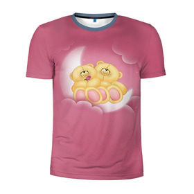 Мужская футболка 3D спортивная с принтом Мишки в облаках в Тюмени, 100% полиэстер с улучшенными характеристиками | приталенный силуэт, круглая горловина, широкие плечи, сужается к линии бедра | 14 февраля | bears | teddy | валентин | день святого валентина | игрушки | медведи | милый | мимими | мишка | мишки | подарки | подарок | подарок девушке | подарок парню | тедди
