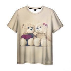 Мужская футболка 3D с принтом Love teddy bears в Тюмени, 100% полиэфир | прямой крой, круглый вырез горловины, длина до линии бедер | 14 февраля | bears | teddy | валентин | день святого валентина | игрушки | медведи | милый | мимими | мишка | мишки | подарки | подарок | подарок девушке | подарок парню | тедди