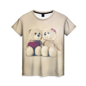 Женская футболка 3D с принтом Love teddy bears в Тюмени, 100% полиэфир ( синтетическое хлопкоподобное полотно) | прямой крой, круглый вырез горловины, длина до линии бедер | 14 февраля | bears | teddy | валентин | день святого валентина | игрушки | медведи | милый | мимими | мишка | мишки | подарки | подарок | подарок девушке | подарок парню | тедди