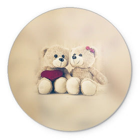 Коврик круглый с принтом Love teddy bears в Тюмени, резина и полиэстер | круглая форма, изображение наносится на всю лицевую часть | 14 февраля | bears | teddy | валентин | день святого валентина | игрушки | медведи | милый | мимими | мишка | мишки | подарки | подарок | подарок девушке | подарок парню | тедди