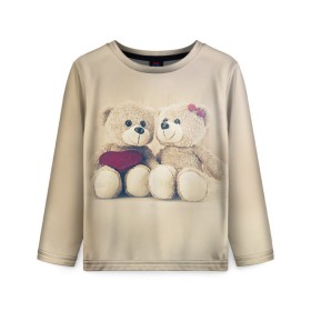 Детский лонгслив 3D с принтом Love teddy bears в Тюмени, 100% полиэстер | длинные рукава, круглый вырез горловины, полуприлегающий силуэт
 | 14 февраля | bears | teddy | валентин | день святого валентина | игрушки | медведи | милый | мимими | мишка | мишки | подарки | подарок | подарок девушке | подарок парню | тедди