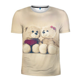 Мужская футболка 3D спортивная с принтом Love teddy bears в Тюмени, 100% полиэстер с улучшенными характеристиками | приталенный силуэт, круглая горловина, широкие плечи, сужается к линии бедра | Тематика изображения на принте: 14 февраля | bears | teddy | валентин | день святого валентина | игрушки | медведи | милый | мимими | мишка | мишки | подарки | подарок | подарок девушке | подарок парню | тедди