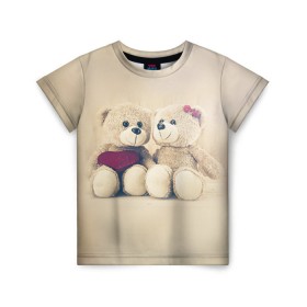 Детская футболка 3D с принтом Love teddy bears в Тюмени, 100% гипоаллергенный полиэфир | прямой крой, круглый вырез горловины, длина до линии бедер, чуть спущенное плечо, ткань немного тянется | 14 февраля | bears | teddy | валентин | день святого валентина | игрушки | медведи | милый | мимими | мишка | мишки | подарки | подарок | подарок девушке | подарок парню | тедди