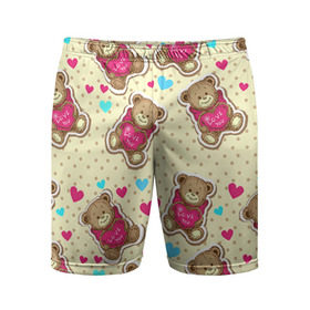 Мужские шорты 3D спортивные с принтом Мишки в Тюмени,  |  | 14 февраля | bears | teddy | валентин | день святого валентина | игрушки | медведи | милый | мимими | мишка | мишки | подарки | подарок | подарок девушке | подарок парню | тедди