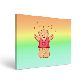 Холст прямоугольный с принтом Funny Bear в Тюмени, 100% ПВХ |  | 14 февраля | bears | teddy | валентин | день святого валентина | игрушки | медведи | милый | мимими | мишка | мишки | подарки | подарок | подарок девушке | подарок парню | тедди