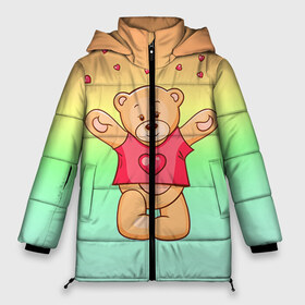 Женская зимняя куртка 3D с принтом Funny Bear в Тюмени, верх — 100% полиэстер; подкладка — 100% полиэстер; утеплитель — 100% полиэстер | длина ниже бедра, силуэт Оверсайз. Есть воротник-стойка, отстегивающийся капюшон и ветрозащитная планка. 

Боковые карманы с листочкой на кнопках и внутренний карман на молнии | 14 февраля | bears | teddy | валентин | день святого валентина | игрушки | медведи | милый | мимими | мишка | мишки | подарки | подарок | подарок девушке | подарок парню | тедди